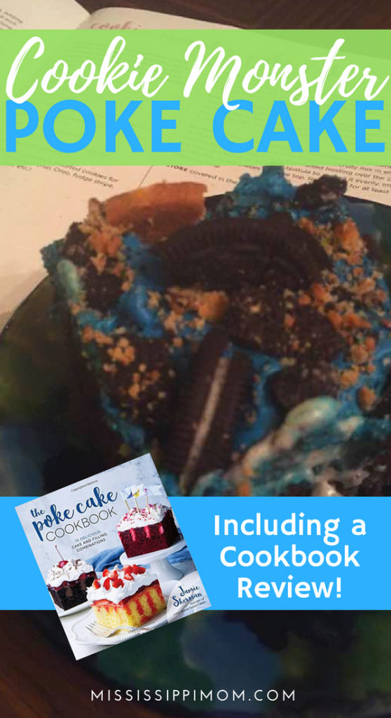 Cookies and cake? Count me in! Your kids will love this Cookie Monster Poke Cake from The Poke Cake Cookbook by Jamie Sherman