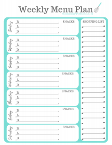 Weekly Menu Planner FREE Printable 