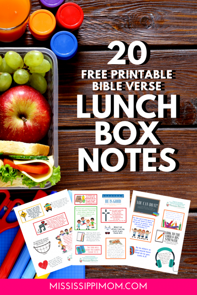 20 FREE Printable Bible Verse Lunch Box Notes | Encouragement for Your Kids! |