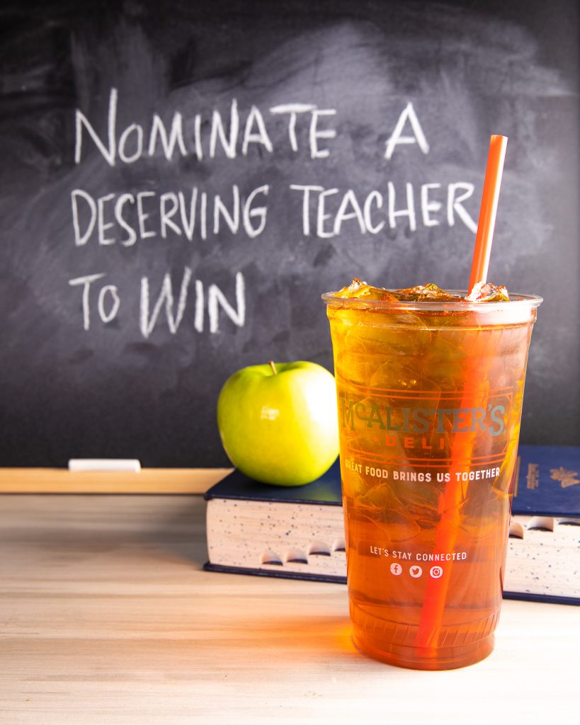 McAlister's Deli Loves Teachers! Nominate your favorite teacher to win and spread the word: TEAchers get free tea all week during National Teacher Appreciation Week May 6-10!