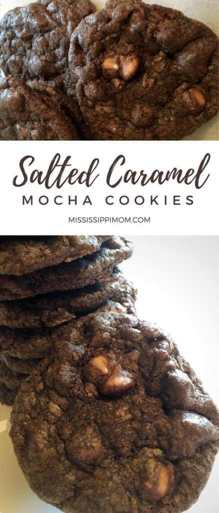 Salted Caramel Mocha Cookies are the answer to almost all your cravings! The mixture of salty & sweet is just right in these soft & chewy chocolate cookies!